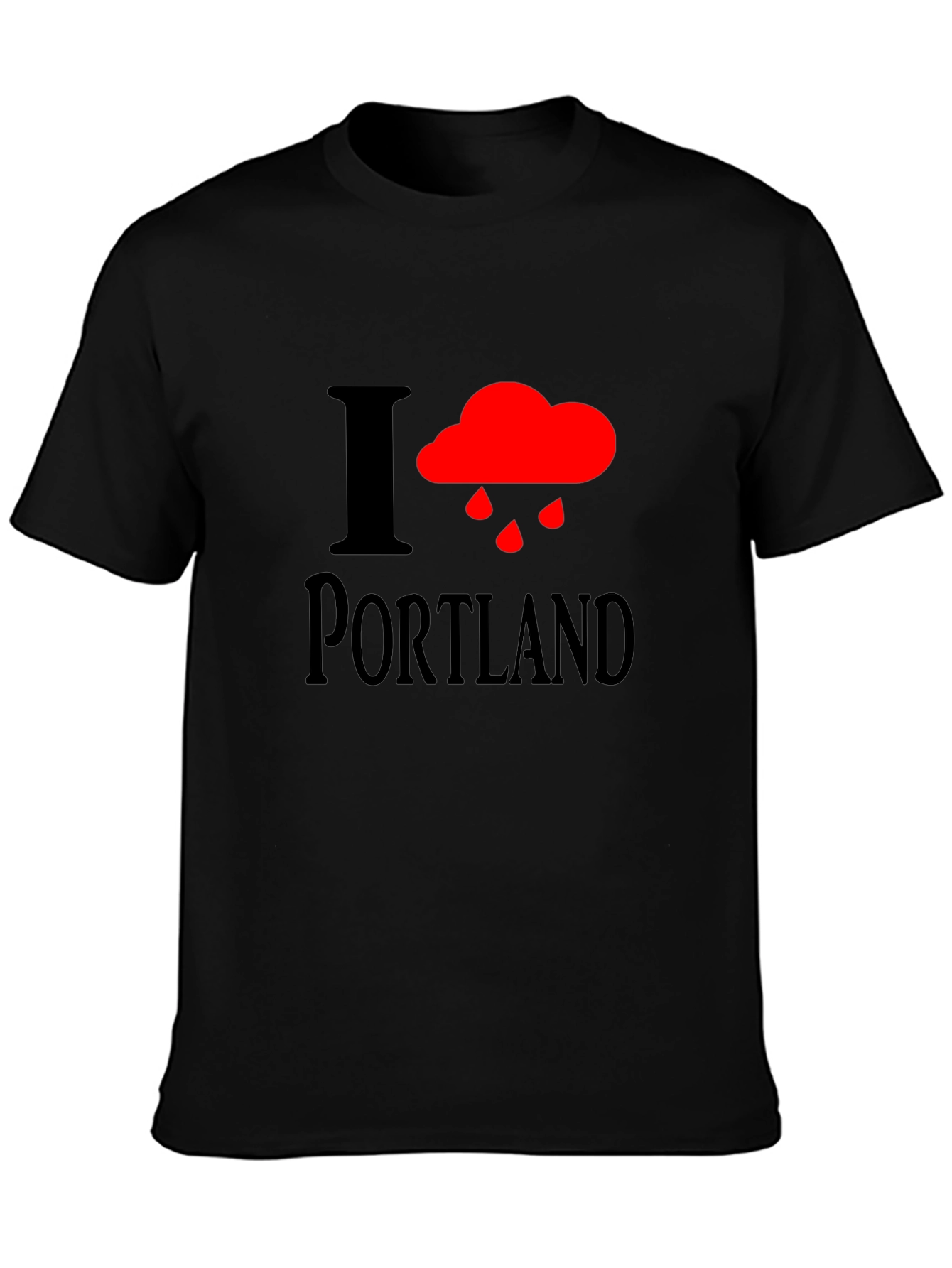 I Heart Portland Rainy Cloud Black T-Shirt
