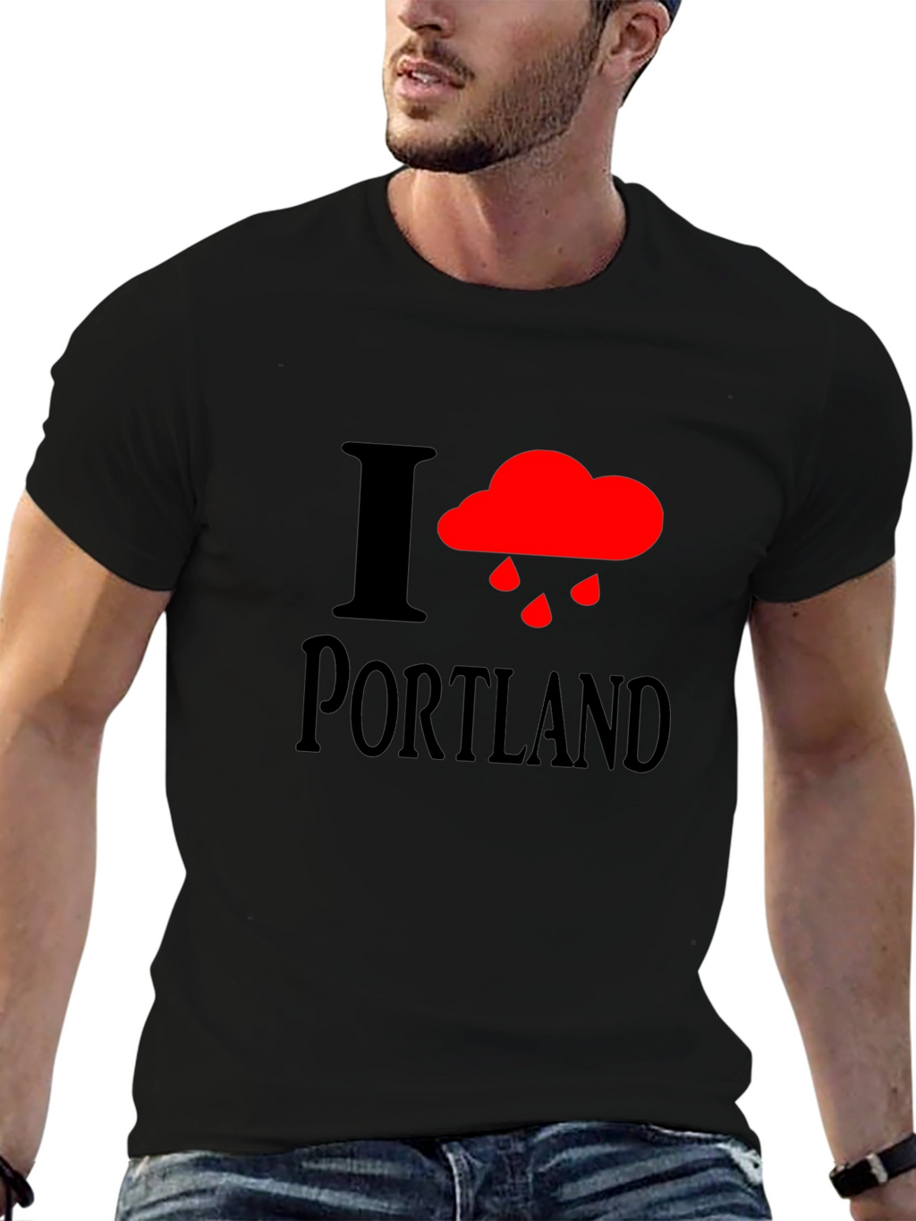 I Heart Portland Rainy Cloud Black T-Shirt