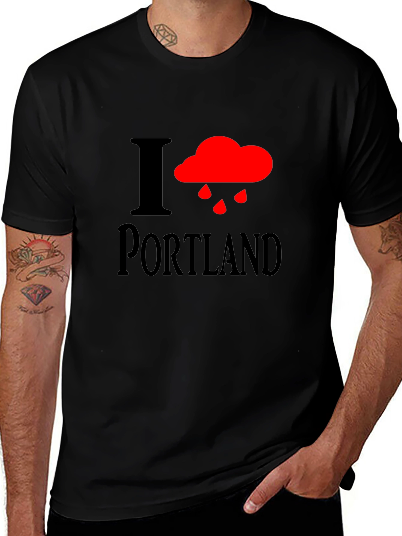 I Heart Portland Rainy Cloud Black T-Shirt