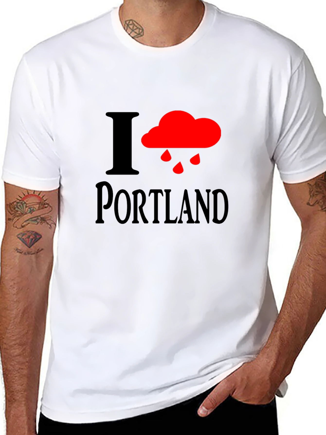 I Heart Portland Rainy Cloud Black T-Shirt