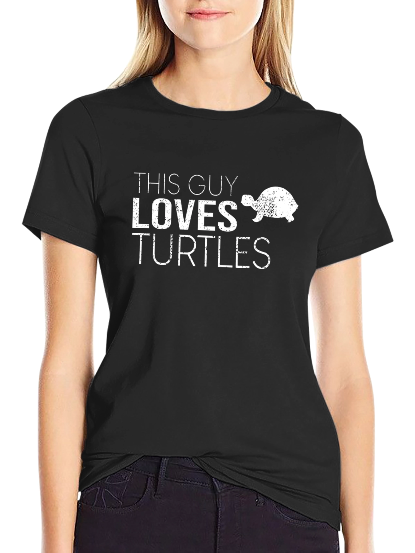This Guy Loves Turtles T-Shirt - Black Cotton Graphic Tee