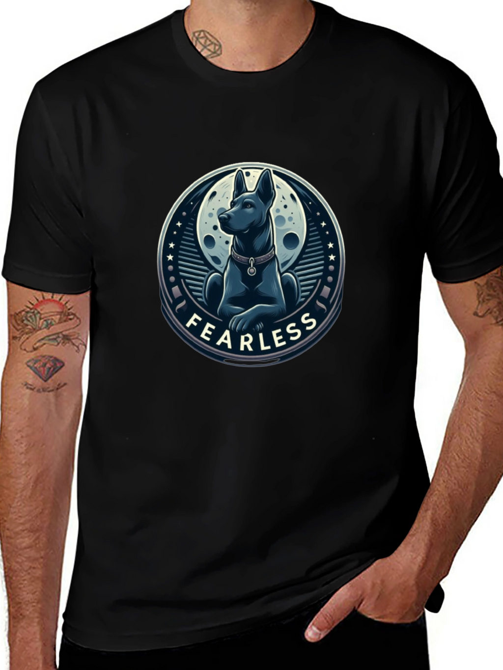 Fearless Dog Graphic T-Shirt - Stylish Mens Tee
