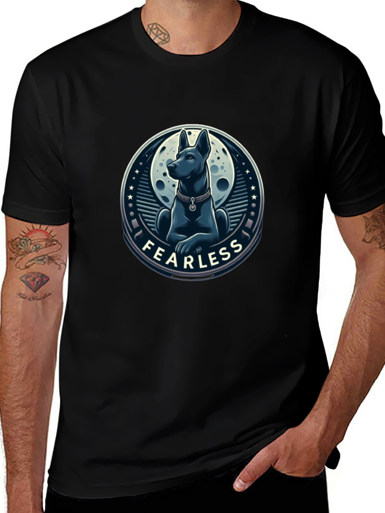 Fearless Dog Graphic T-Shirt - Stylish Mens Tee