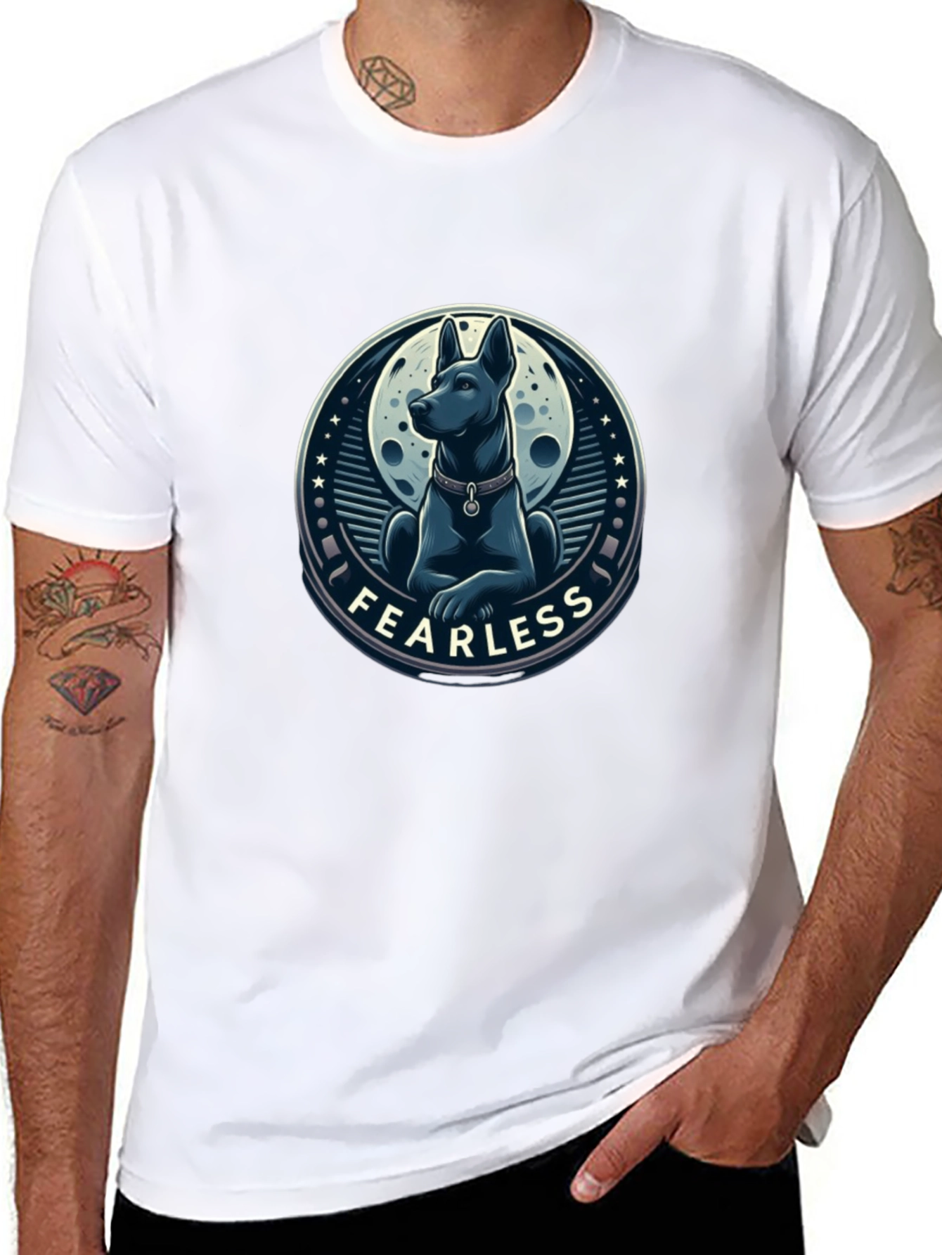Fearless Dog Graphic T-Shirt - Stylish Mens Tee
