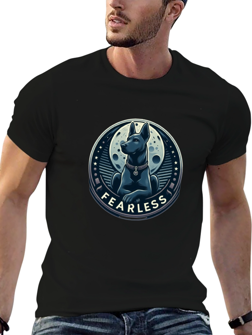 Fearless Dog Graphic T-Shirt - Stylish Mens Tee