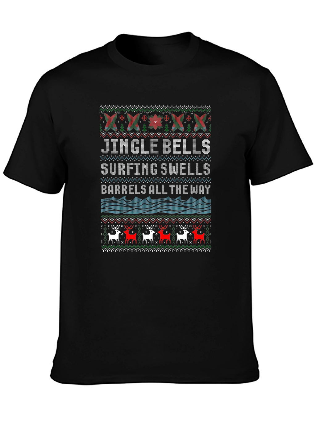 Jingle Bells Surfing Ugly Christmas T-Shirt