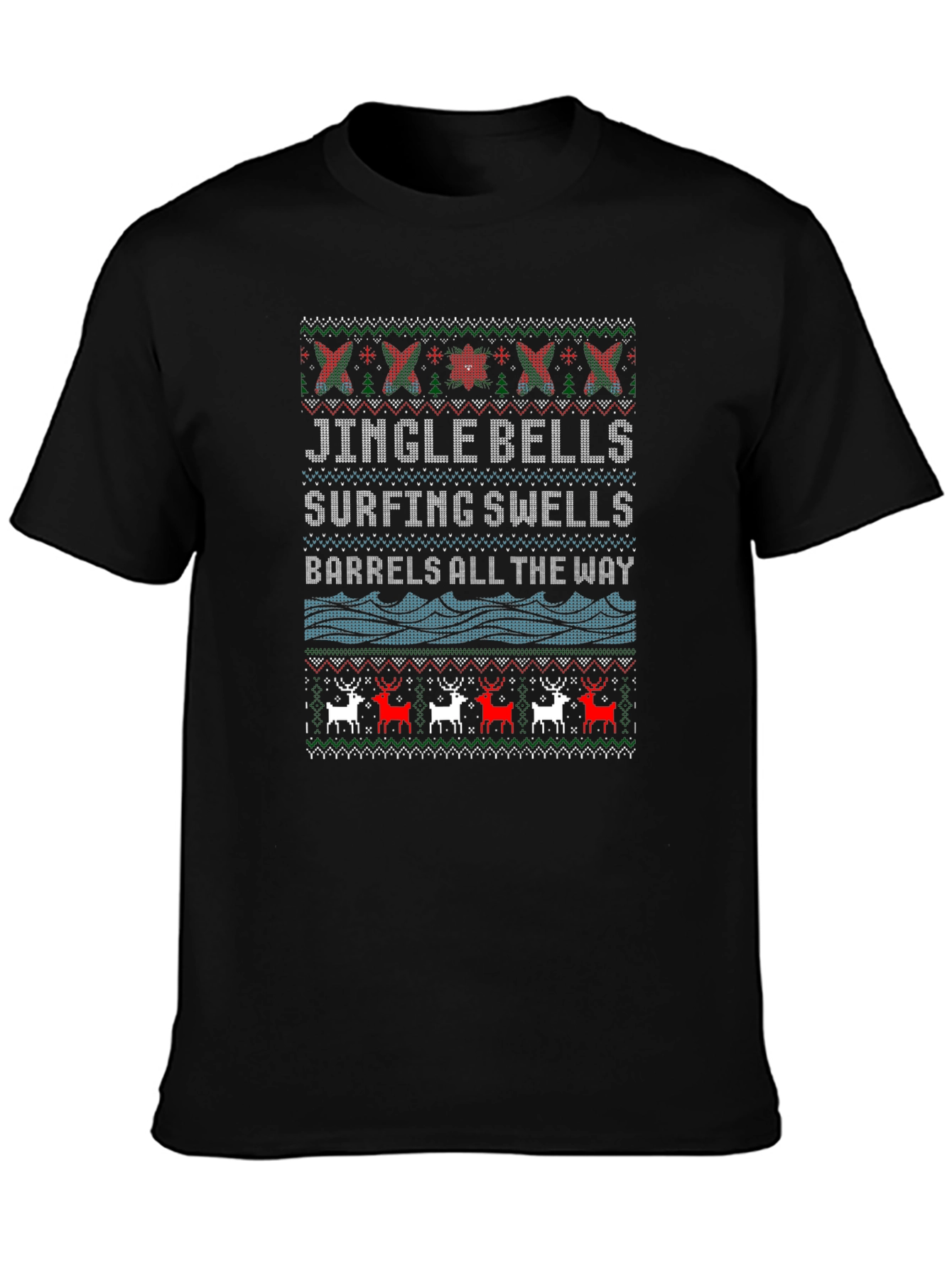 Jingle Bells Surfing Ugly Christmas T-Shirt
