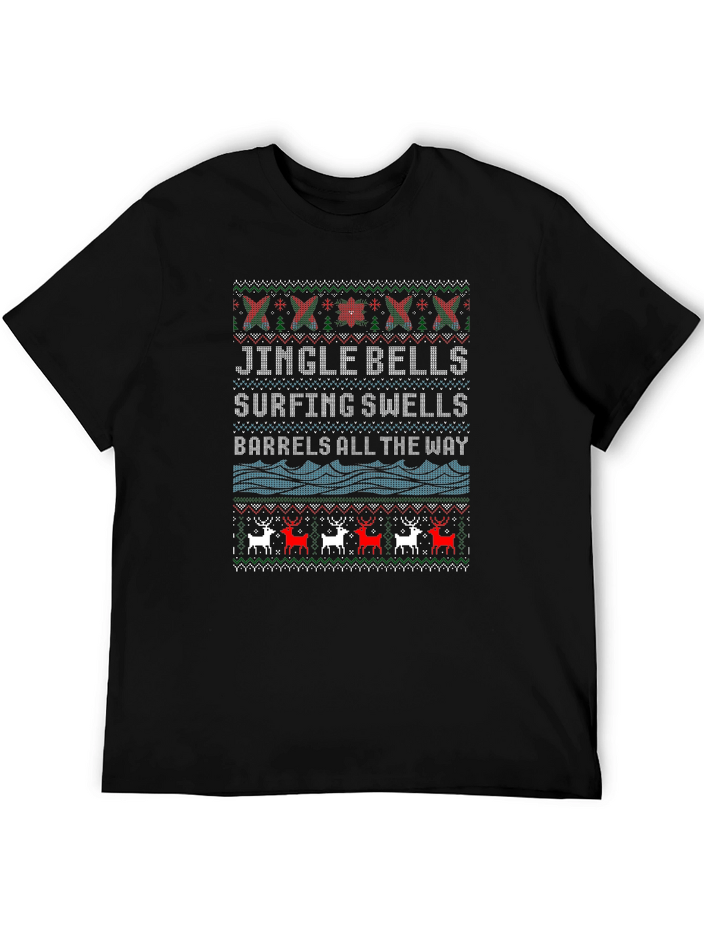 Jingle Bells Surfing Ugly Christmas T-Shirt