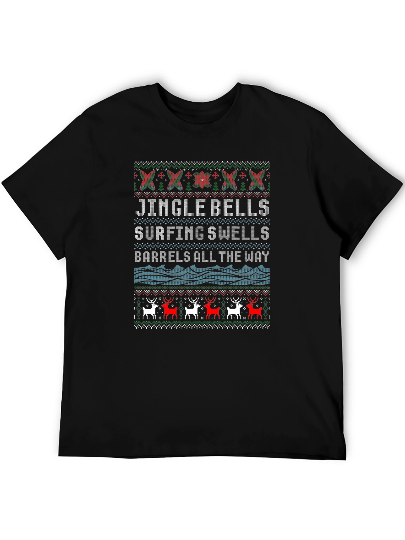 Jingle Bells Surfing Ugly Christmas T-Shirt