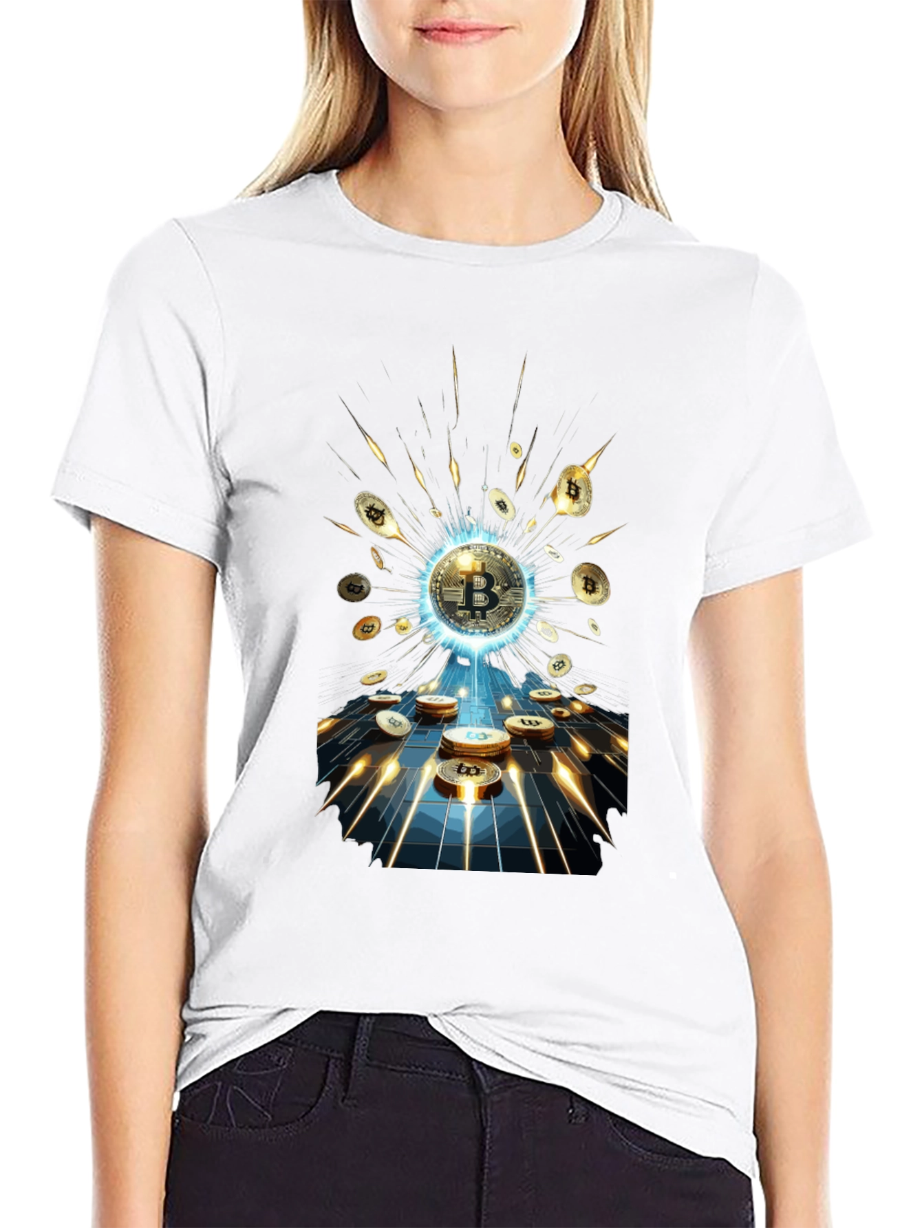 Bitcoin Explosion Black T-Shirt Crypto Currency Tee