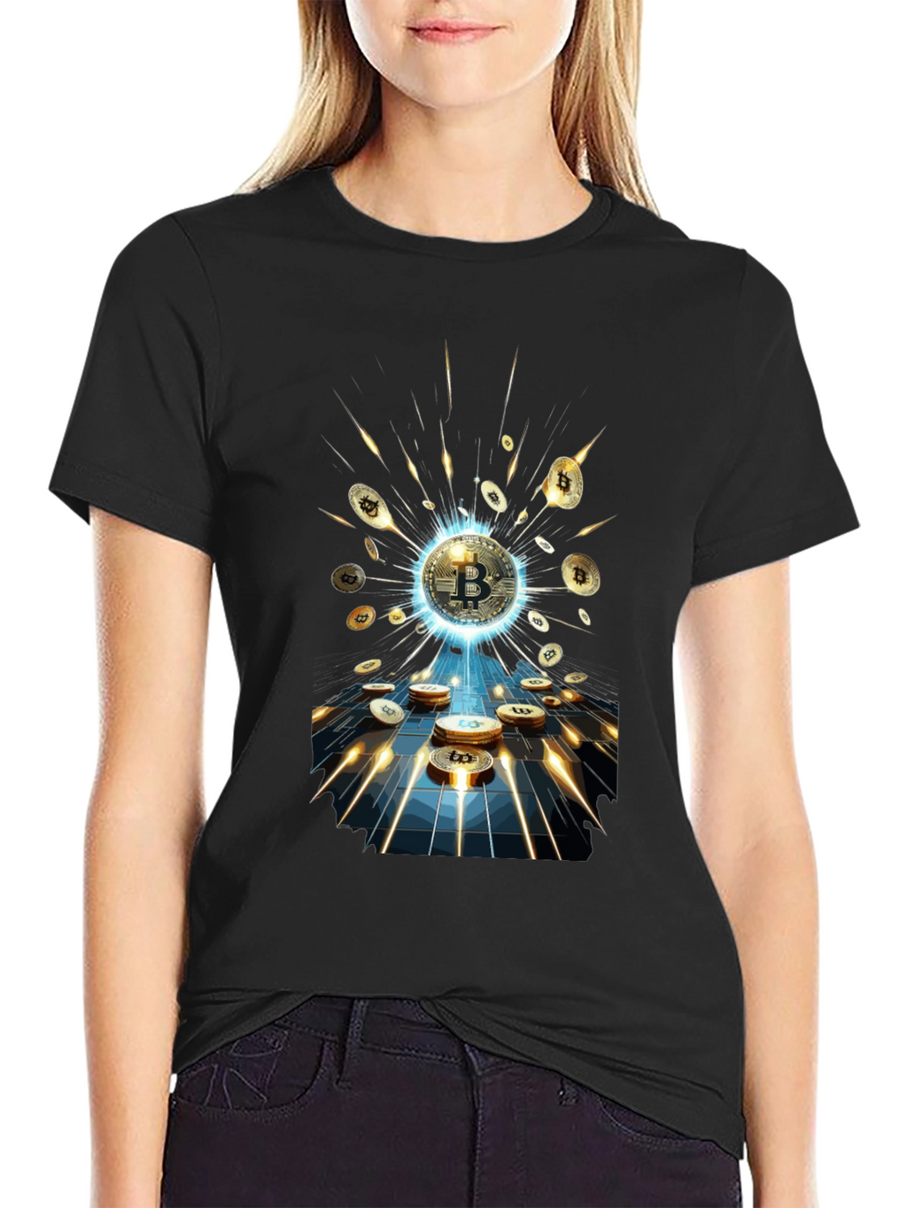 Bitcoin Explosion Black T-Shirt Crypto Currency Tee
