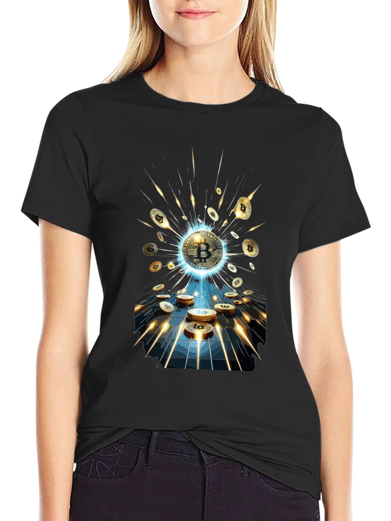 Bitcoin Explosion Black T-Shirt Crypto Currency Tee