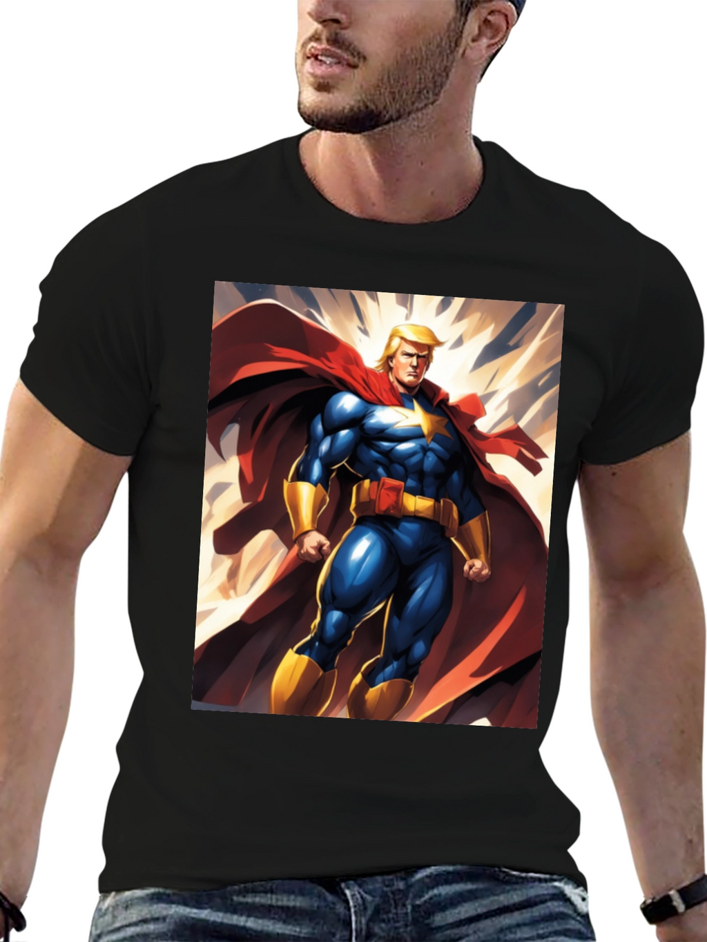 Trump Super Hero T-Shirt | Mens Black Graphic Tee