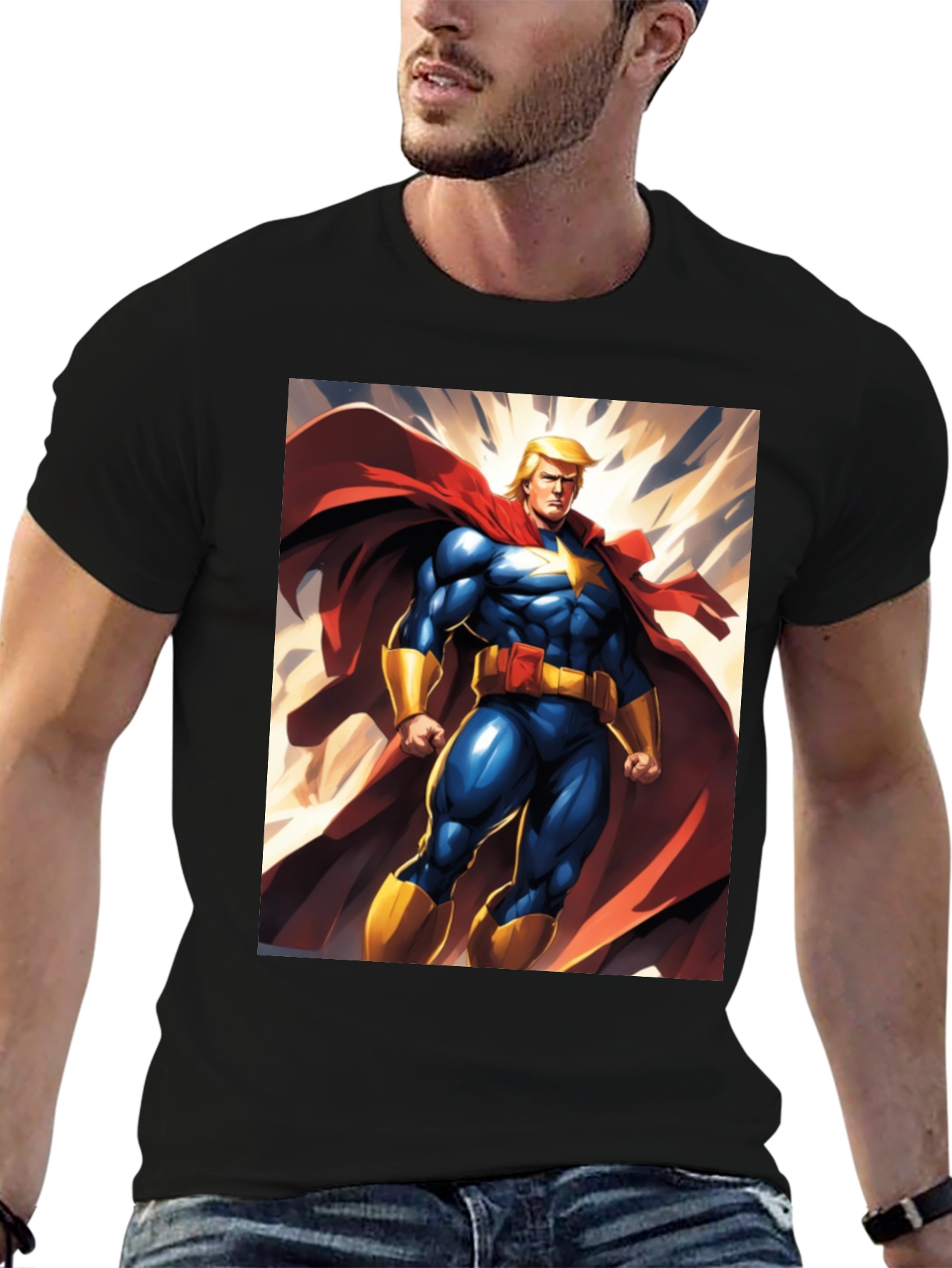 Trump Super Hero T-Shirt | Mens Black Graphic Tee