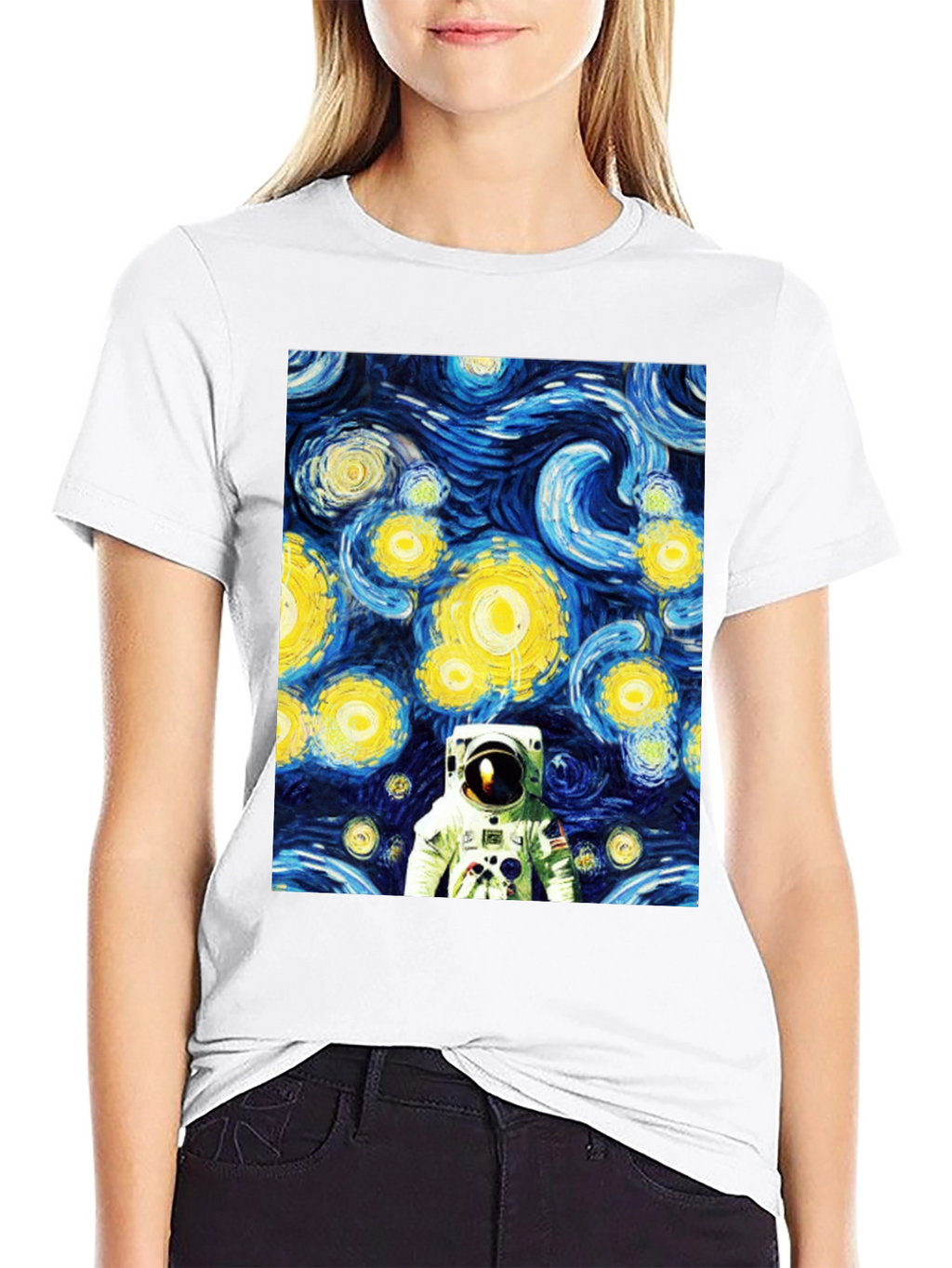 Astronaut Starry Night Graphic Tee - Unique Artistic Design