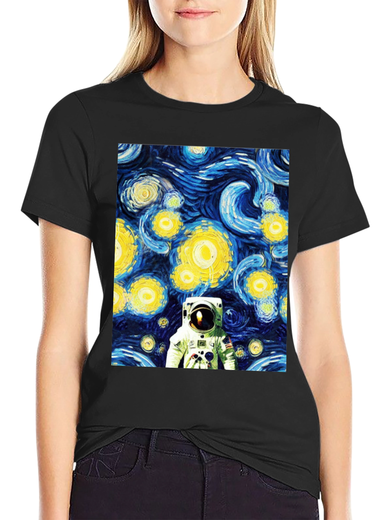 Astronaut Starry Night Graphic Tee - Unique Artistic Design