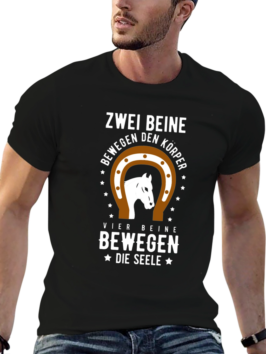 Zwei Beine Horse Graphic Tee - Black