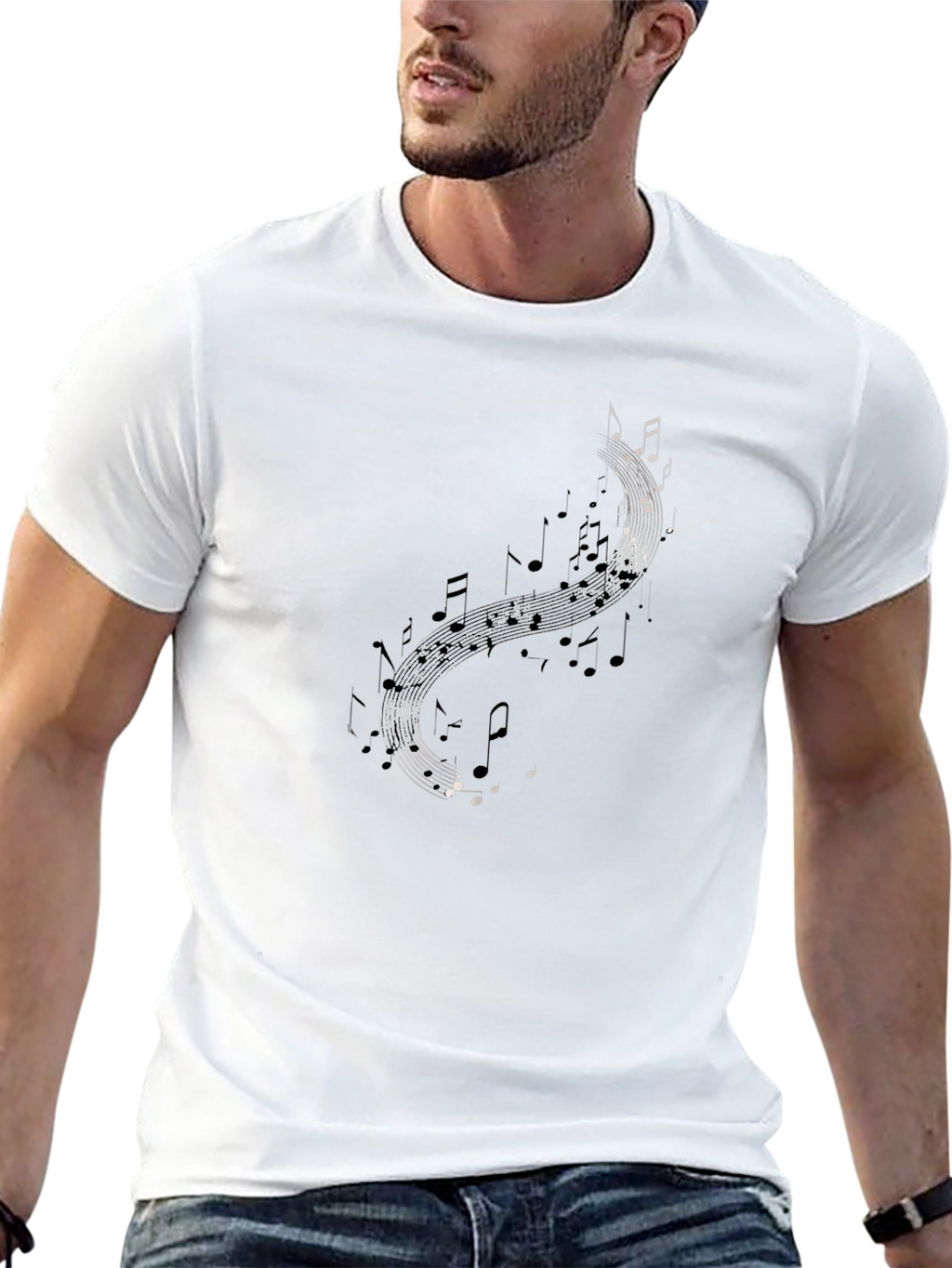 Musical Notes Graphic Tee - Black