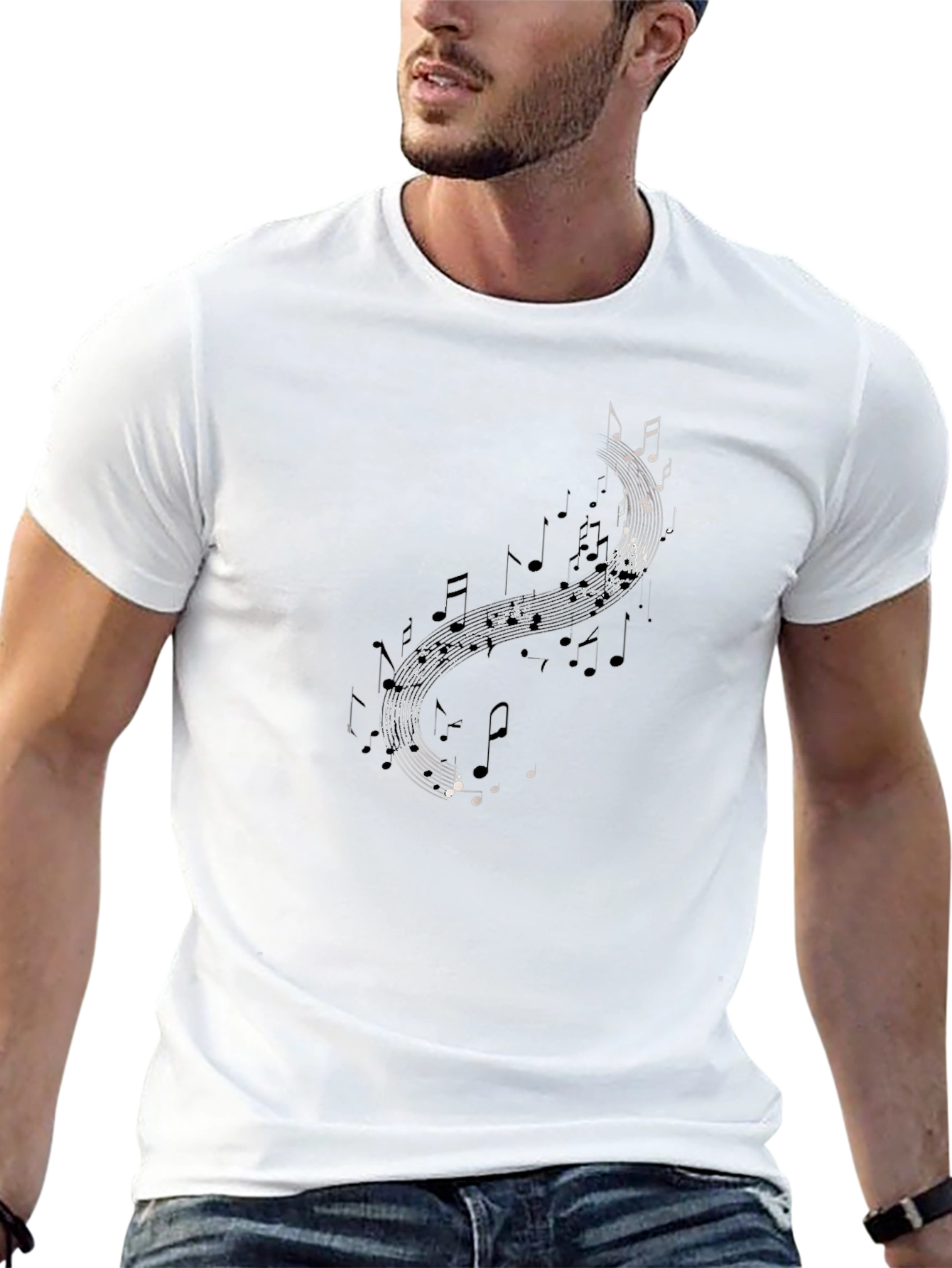 Musical Notes Graphic Tee - Black