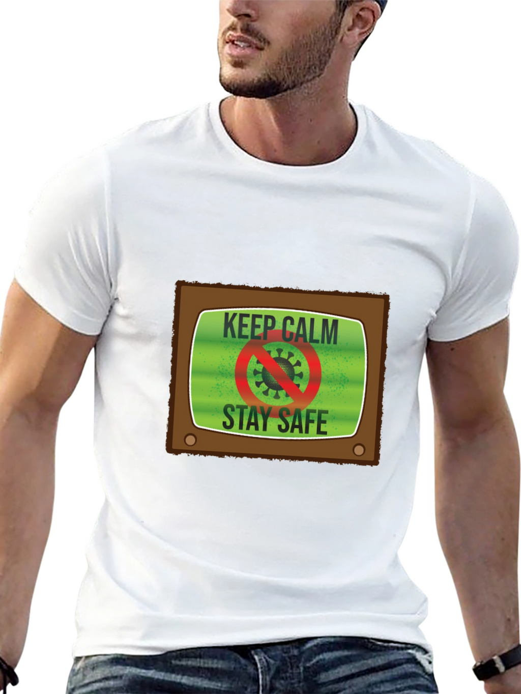 Keep Calm Stay Safe TV Graphic Tee - Unisex
