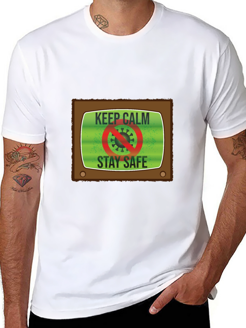 Keep Calm Stay Safe TV Graphic Tee - Unisex