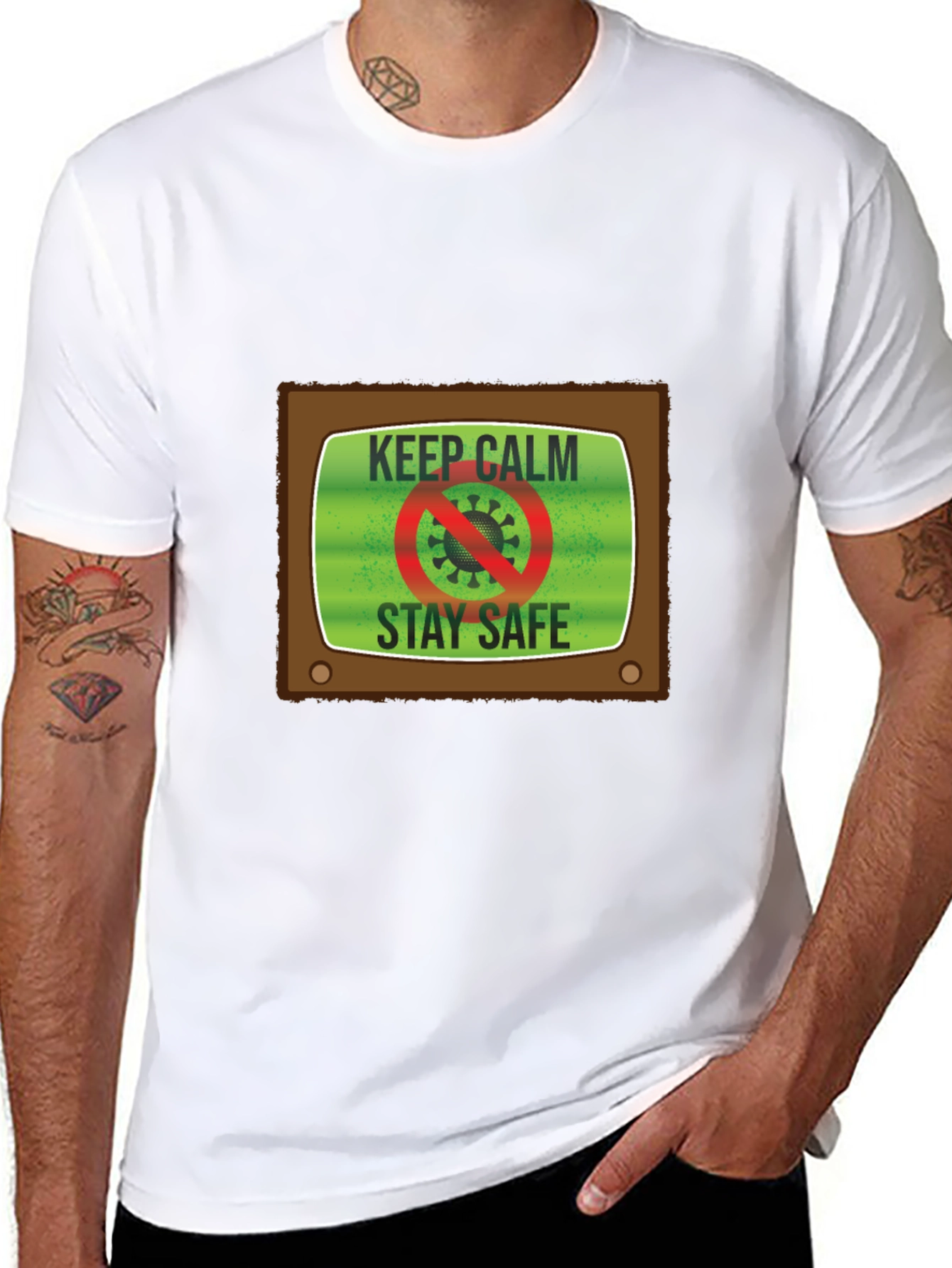 Keep Calm Stay Safe TV Graphic Tee - Unisex
