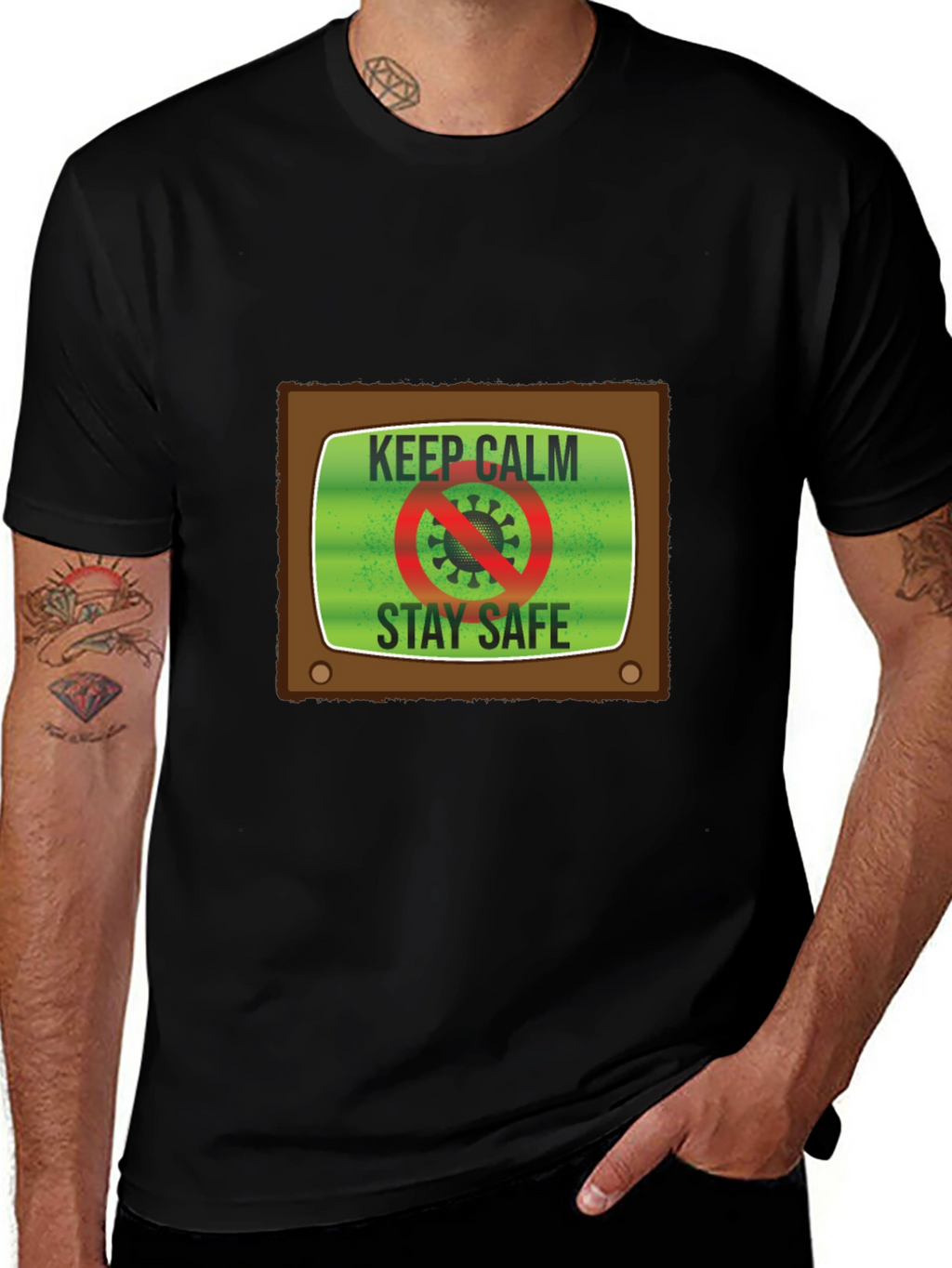 Keep Calm Stay Safe TV Graphic Tee - Unisex