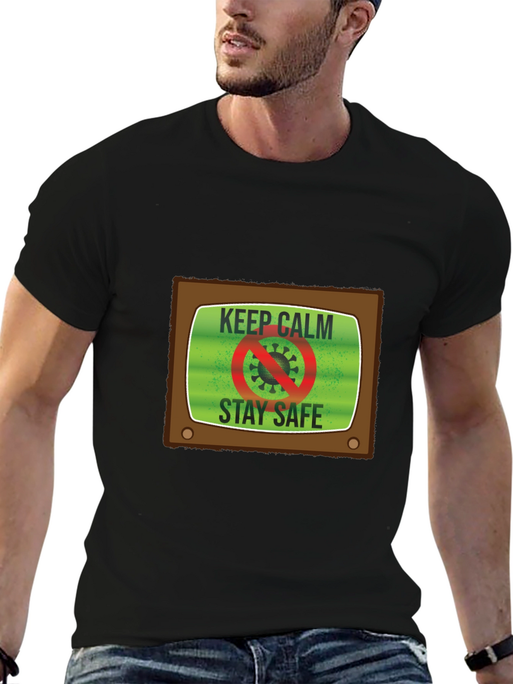 Keep Calm Stay Safe TV Graphic Tee - Unisex