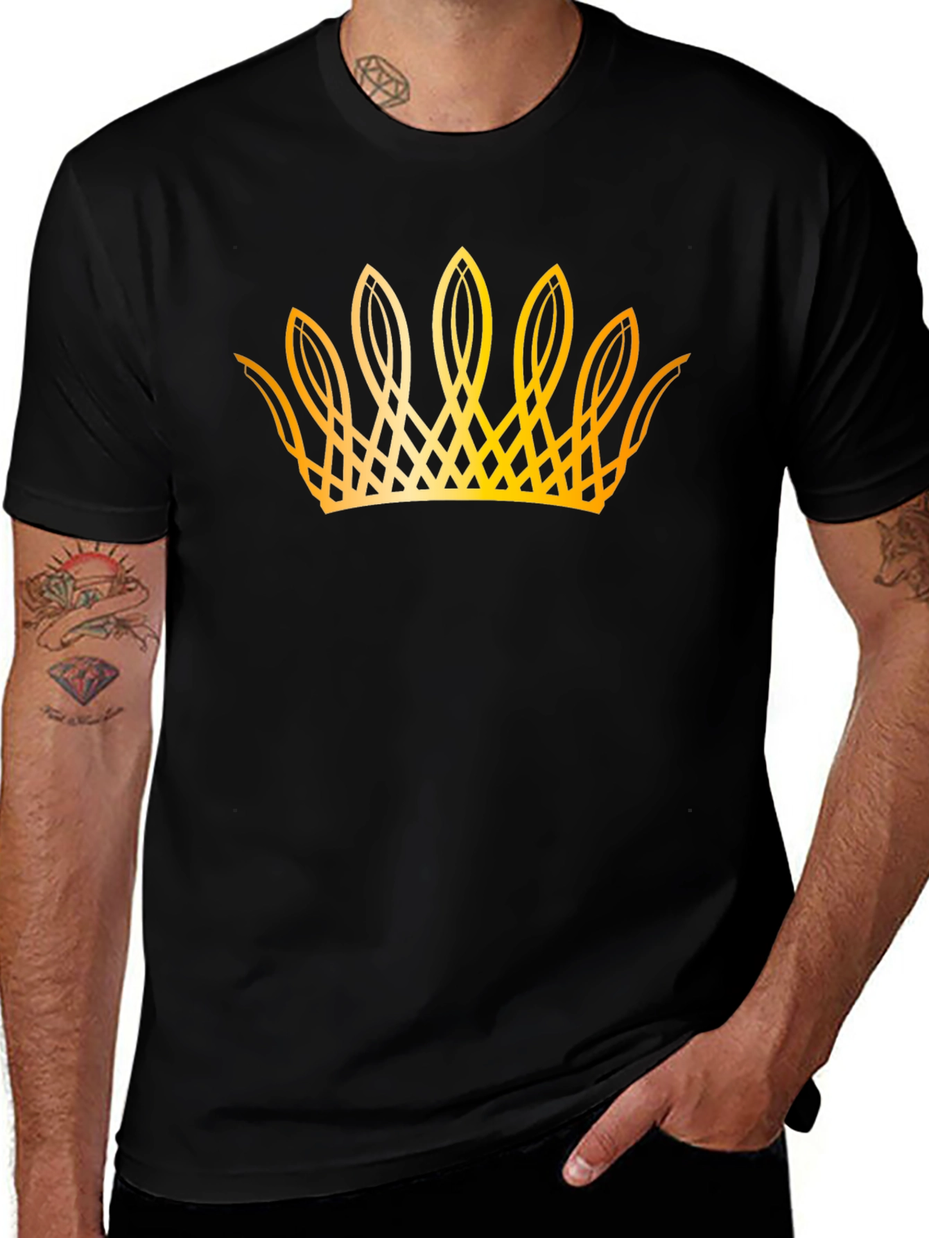 Golden Crown Graphic Black T-Shirt