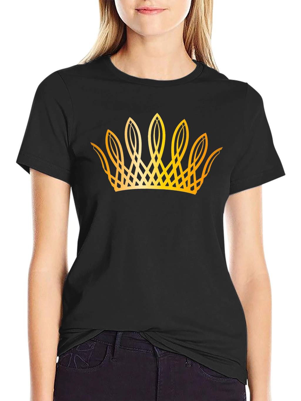 Golden Crown Graphic Black T-Shirt