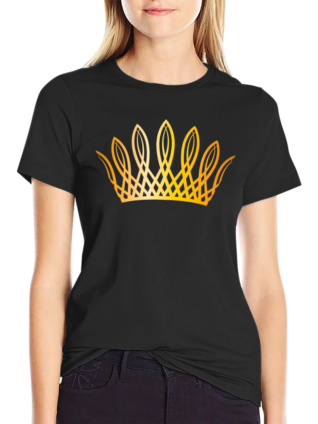 Golden Crown Graphic Black T-Shirt