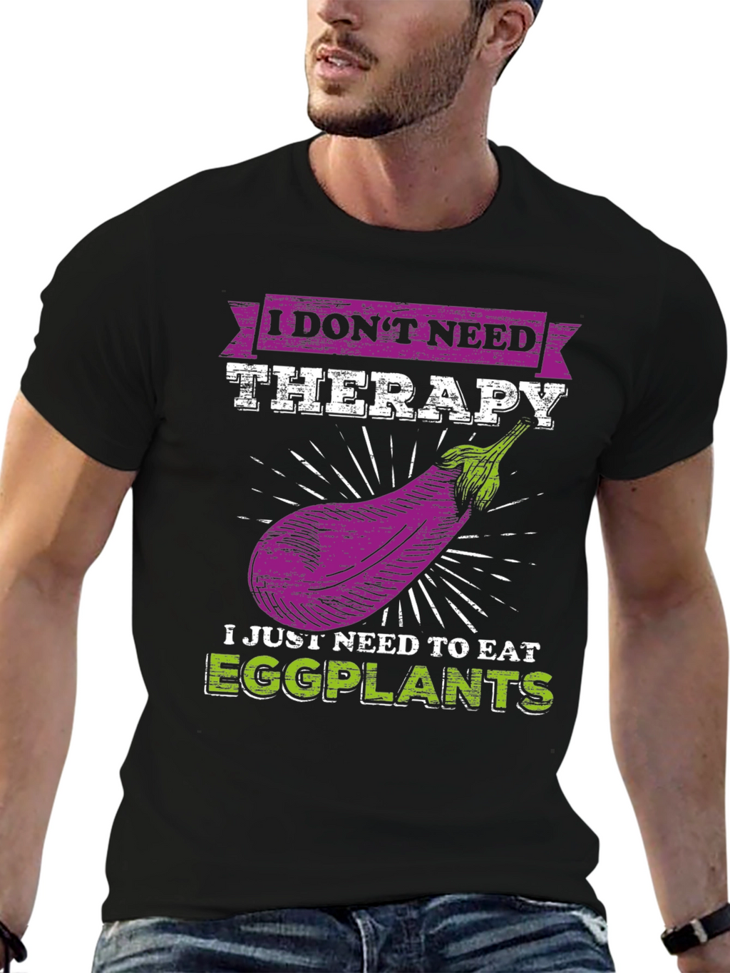 Eggplant Therapy T-Shirt: Funny Vegan Tee