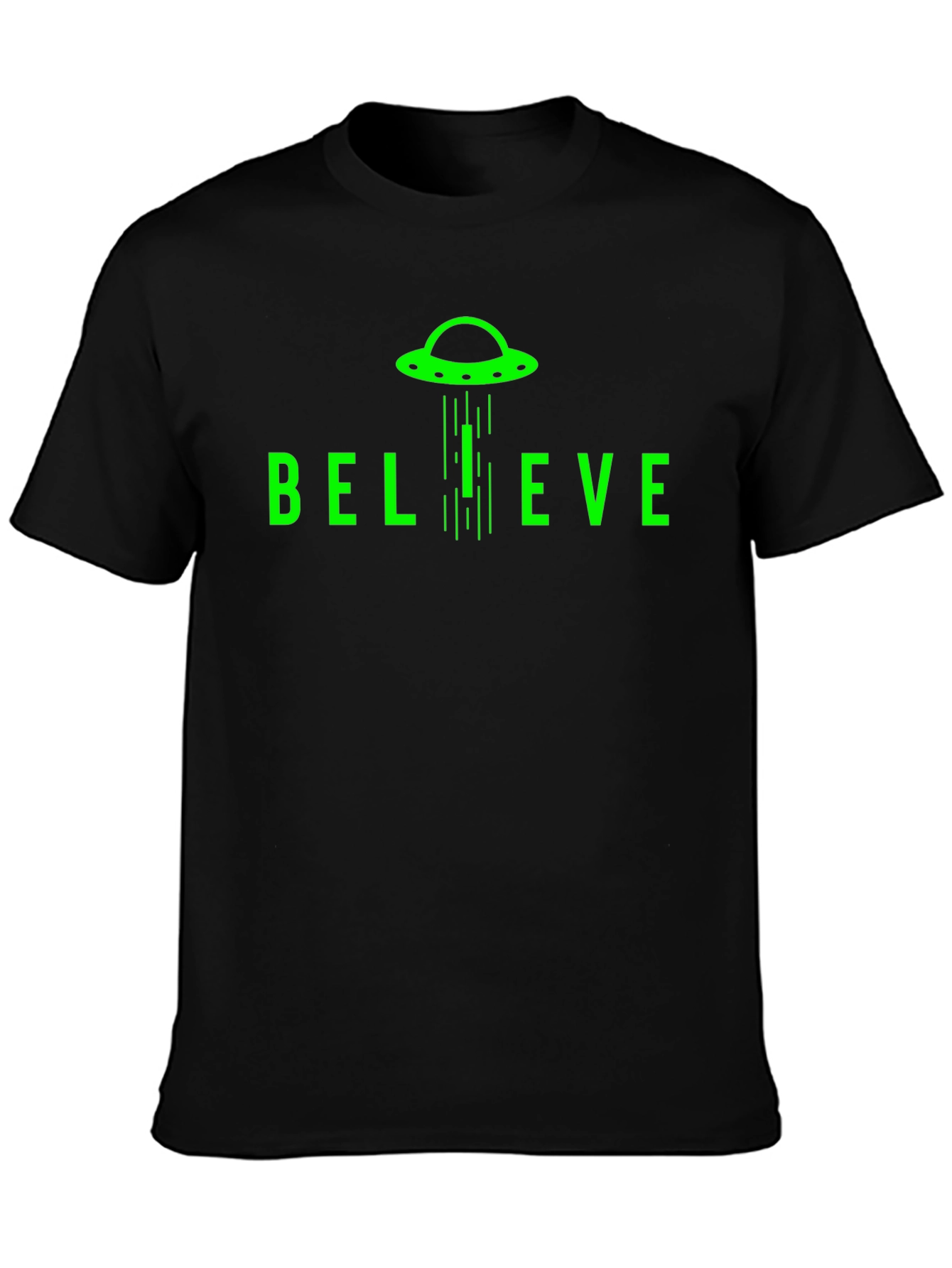 Believe UFO Graphic T-Shirt - Black
