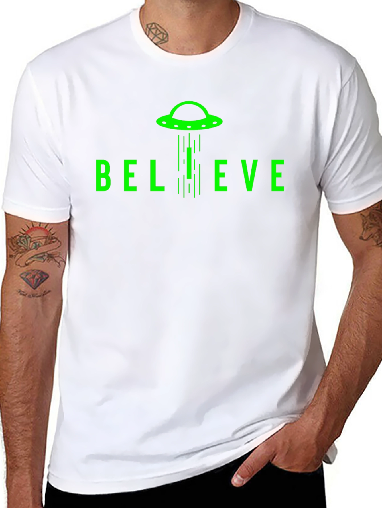 Believe UFO Graphic T-Shirt - Black