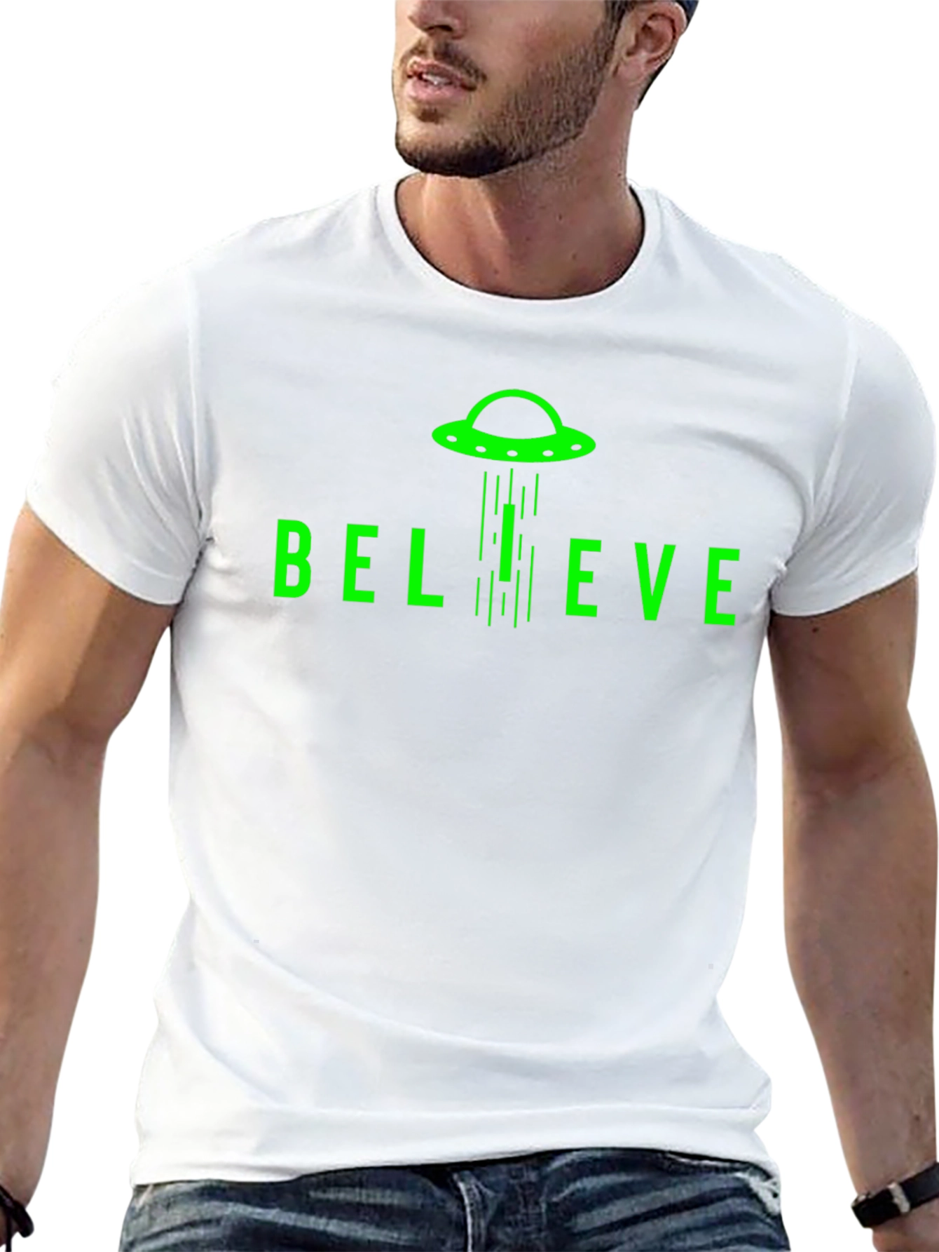 Believe UFO Graphic T-Shirt - Black