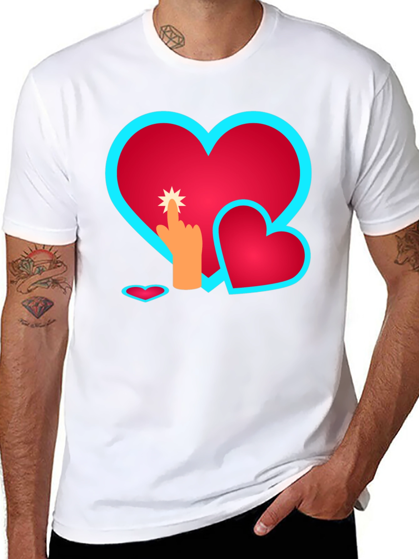 Heart Touch Graphic Tee - Black