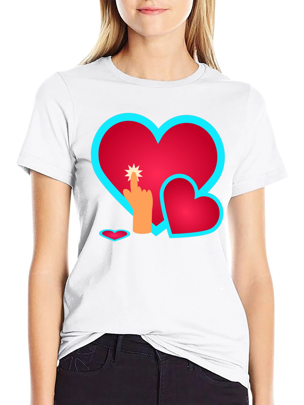 Heart Touch Graphic Tee - Black