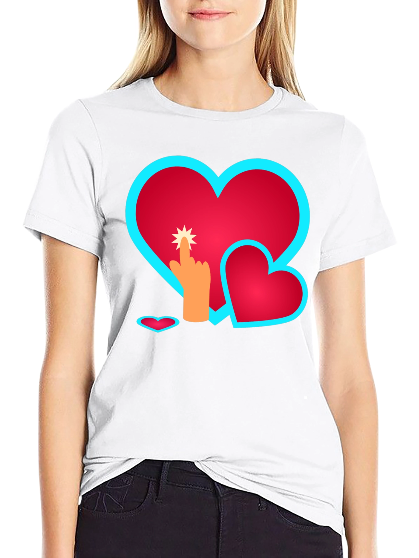 Heart Touch Graphic Tee - Black