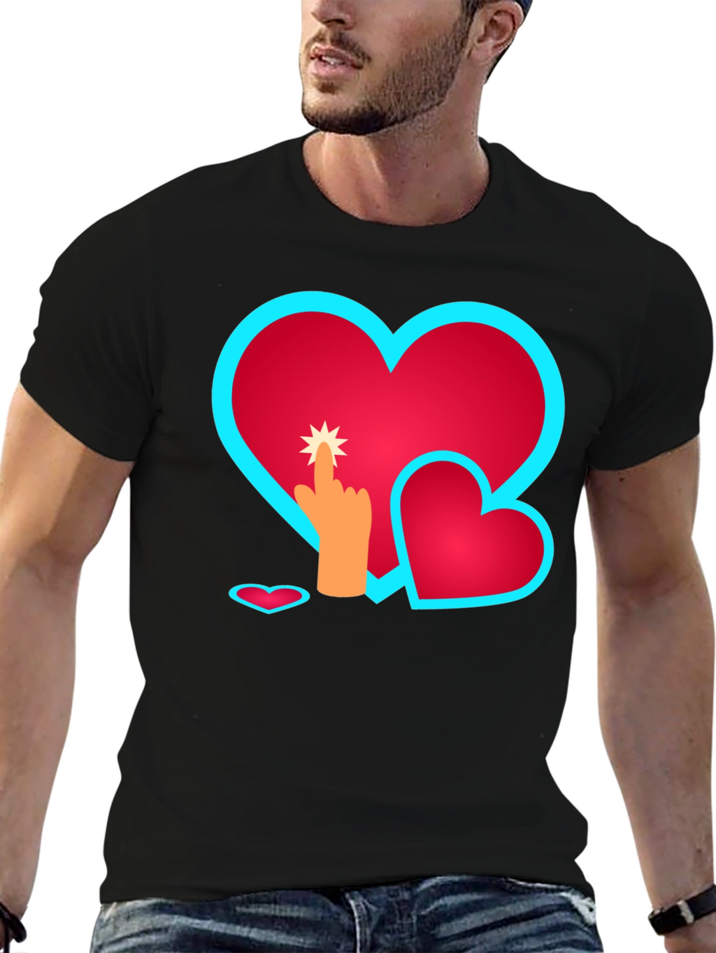 Heart Touch Graphic Tee - Black