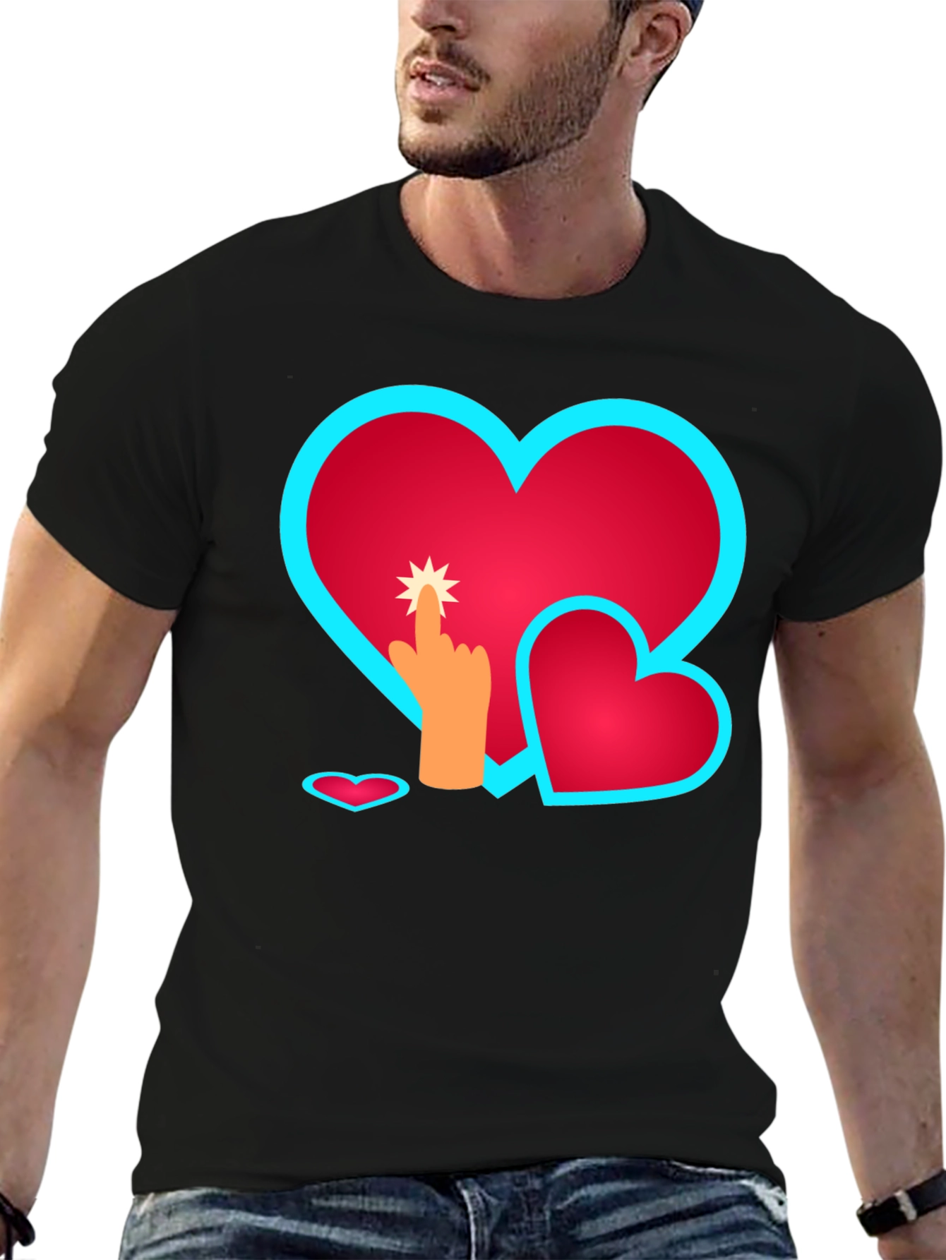 Heart Touch Graphic Tee - Black