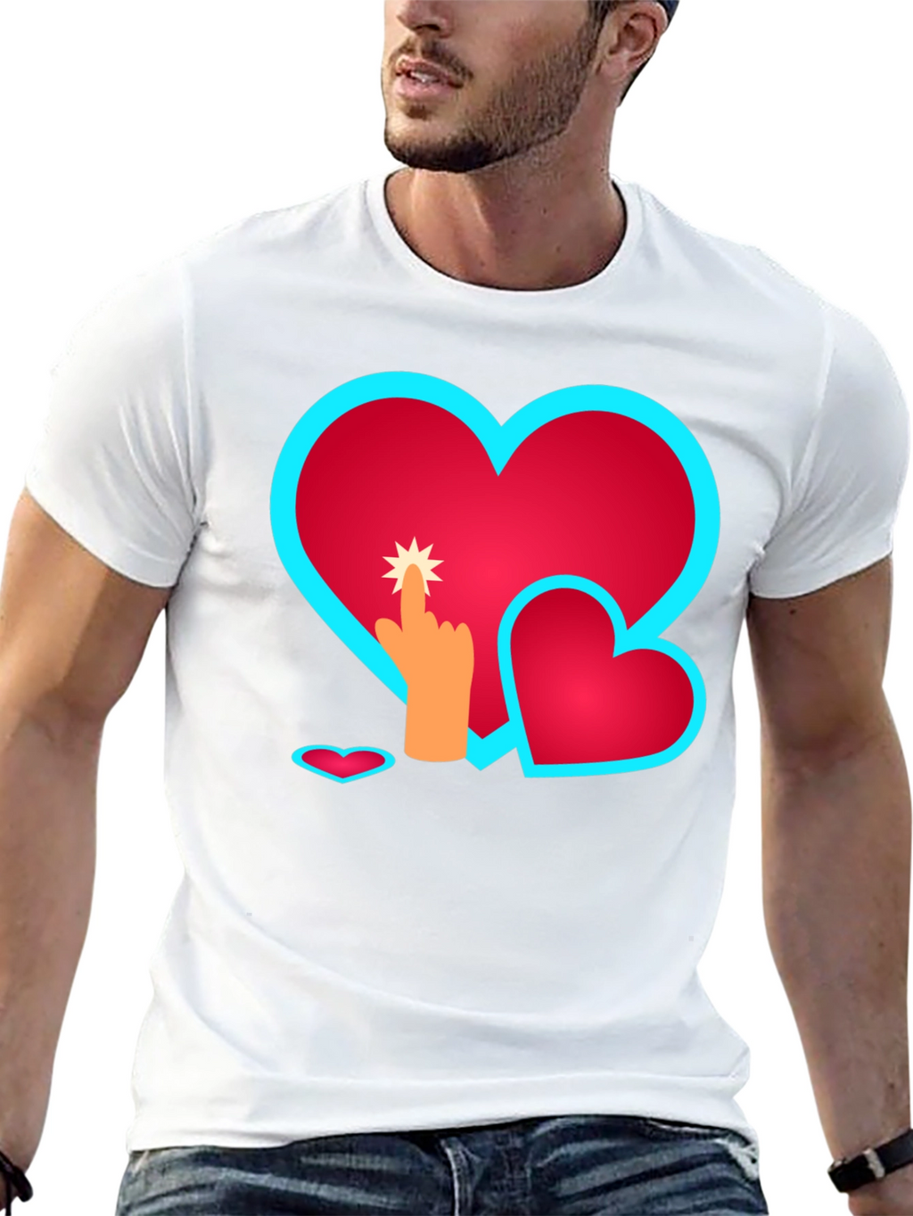 Heart Touch Graphic Tee - Black