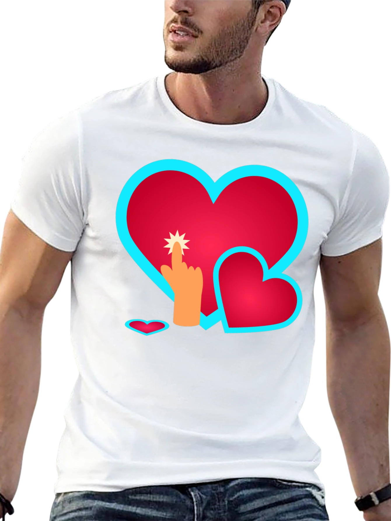 Heart Touch Graphic Tee - Black