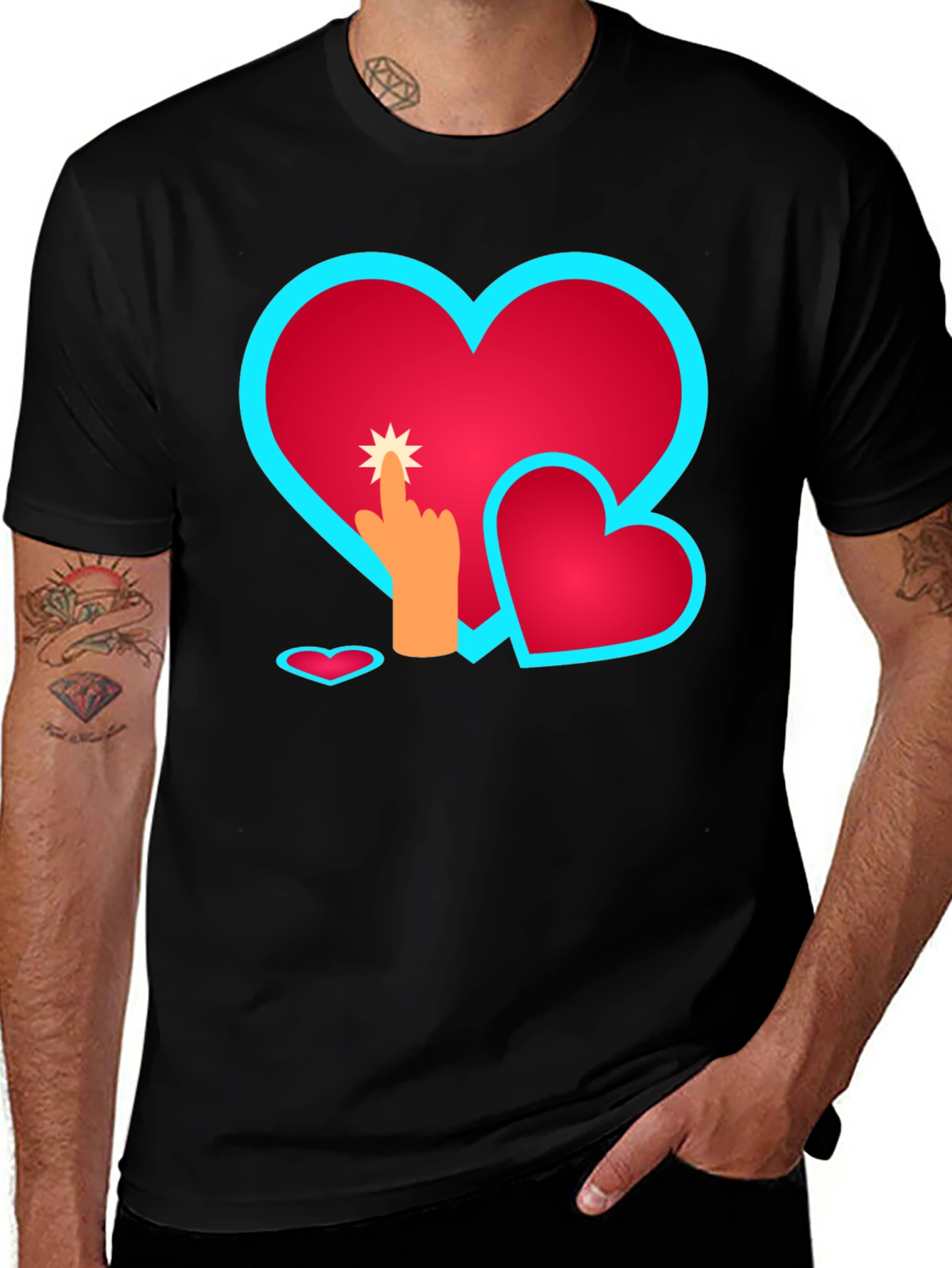 Heart Touch Graphic Tee - Black