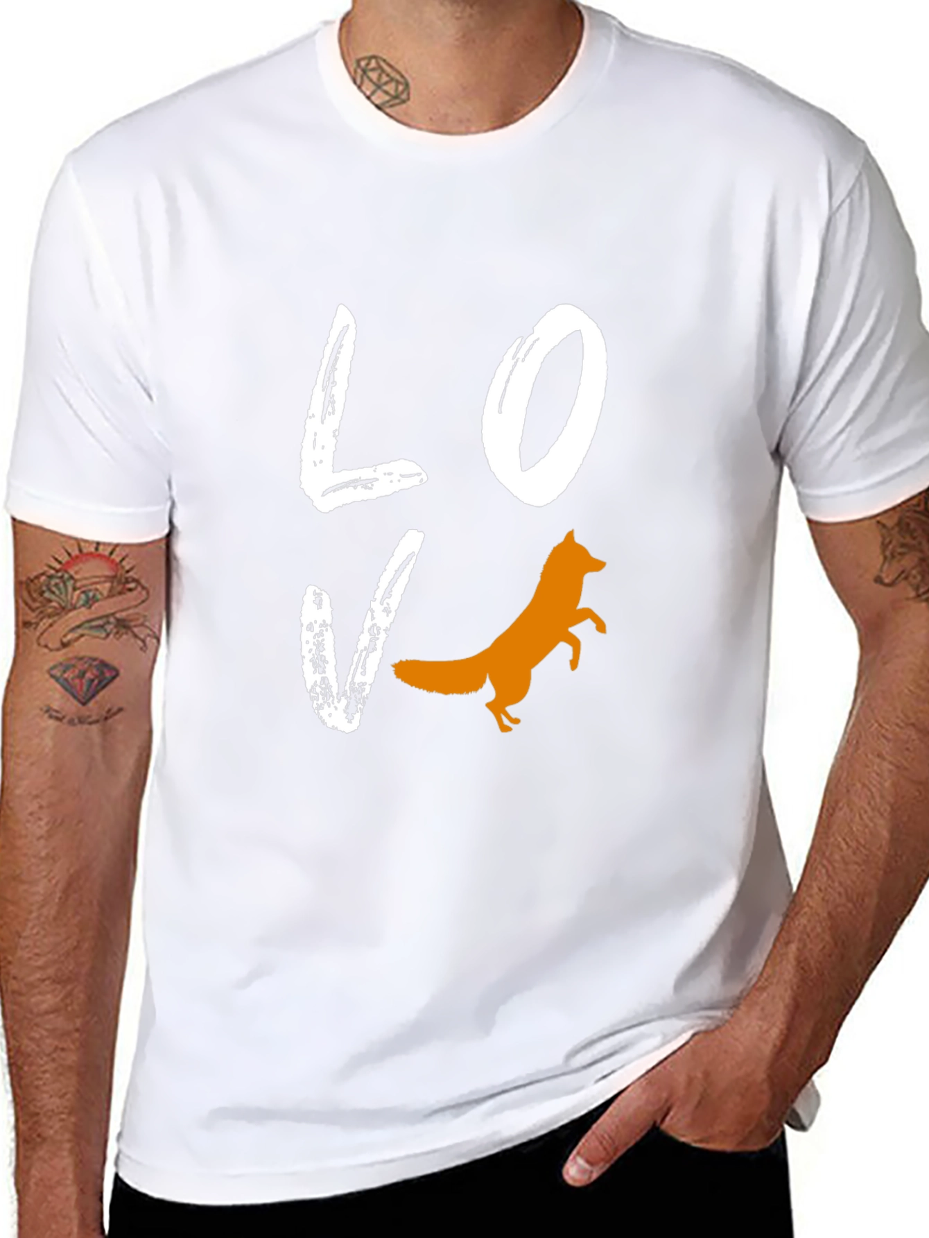 Love Fox Graphic Tee - Black Cotton Blend T-Shirt