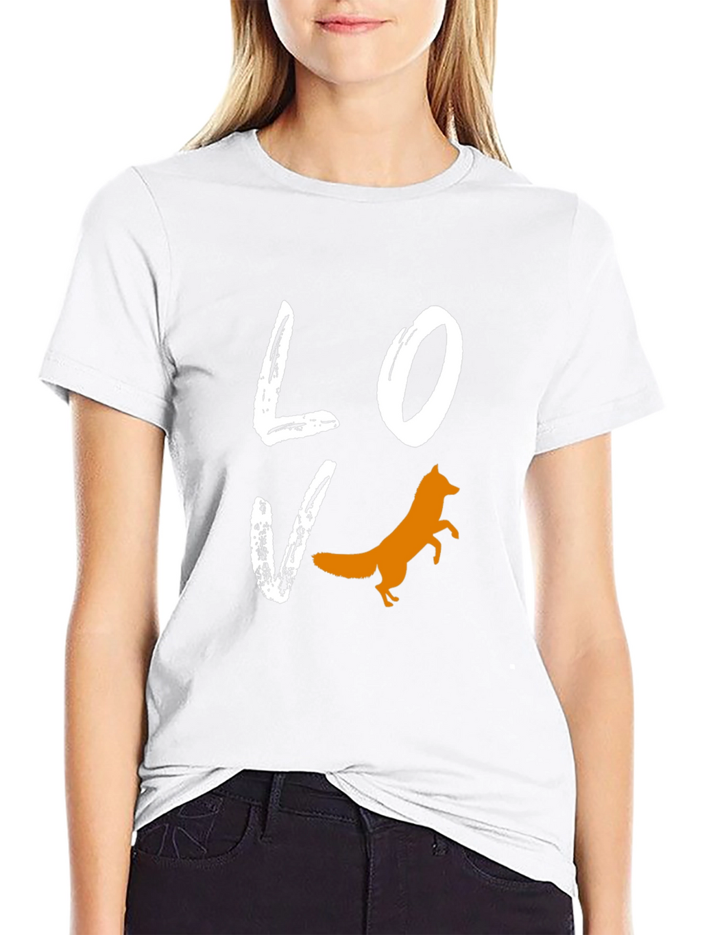 Love Fox Graphic Tee - Black Cotton Blend T-Shirt