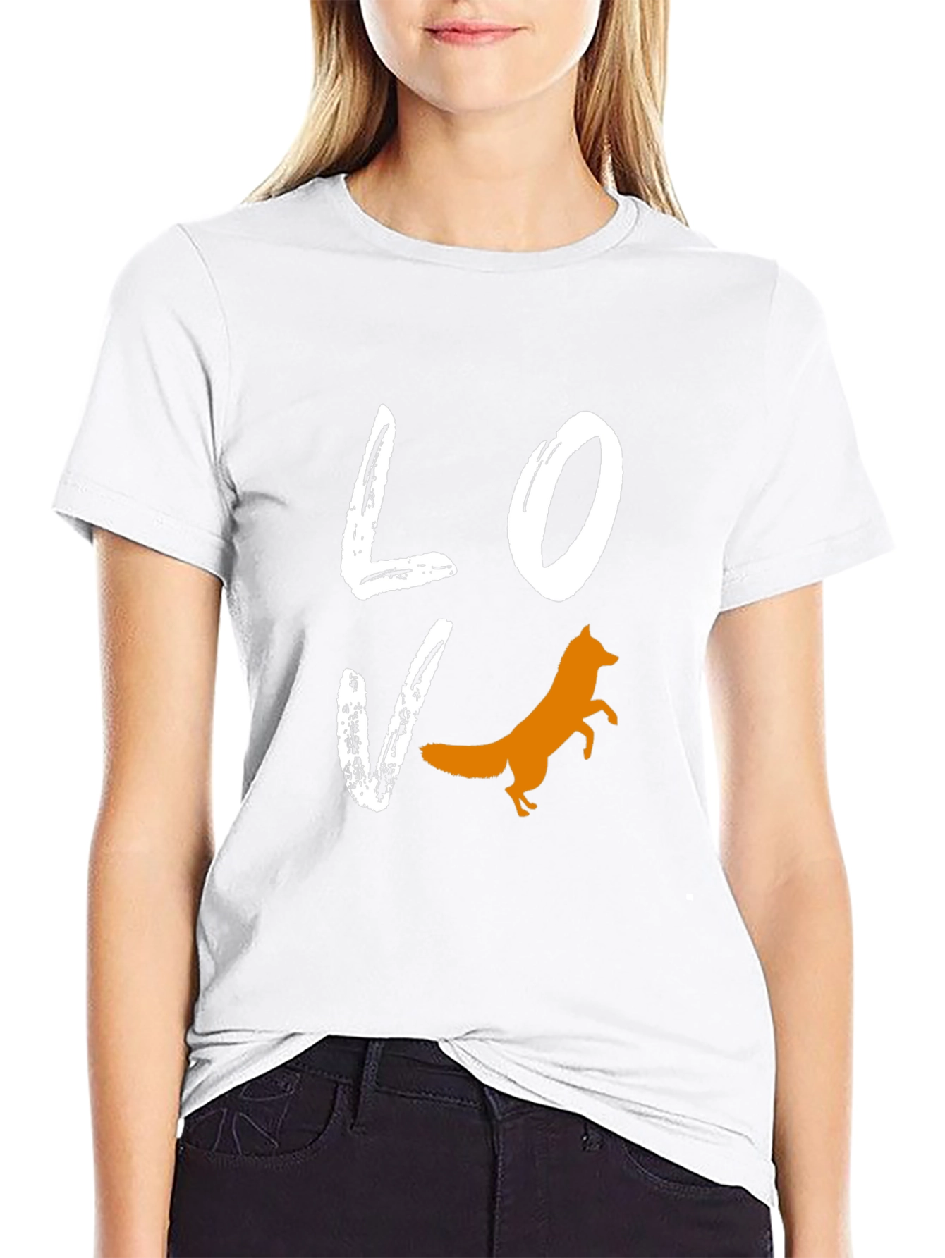 Love Fox Graphic Tee - Black Cotton Blend T-Shirt