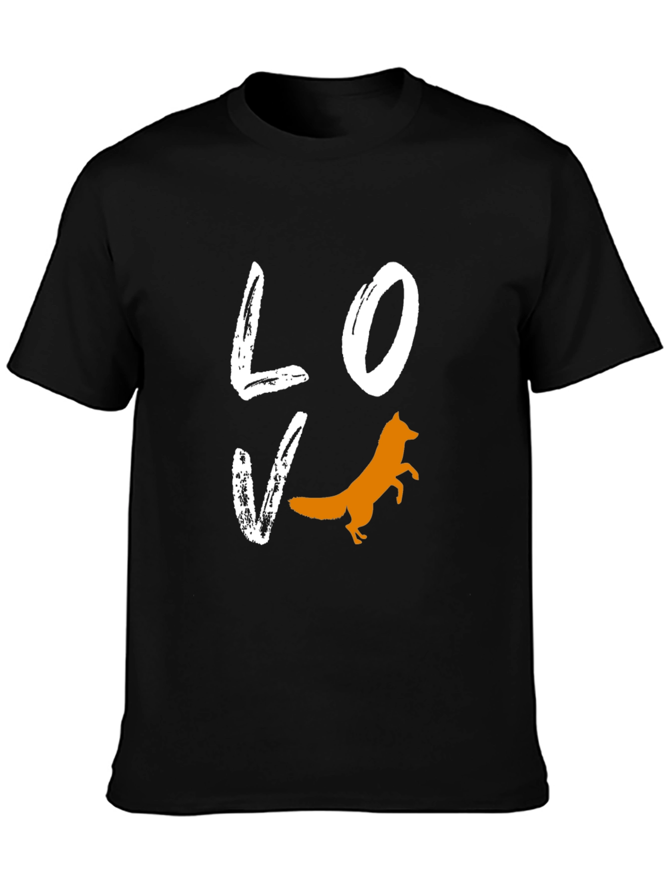 Love Fox Graphic Tee - Black Cotton Blend T-Shirt
