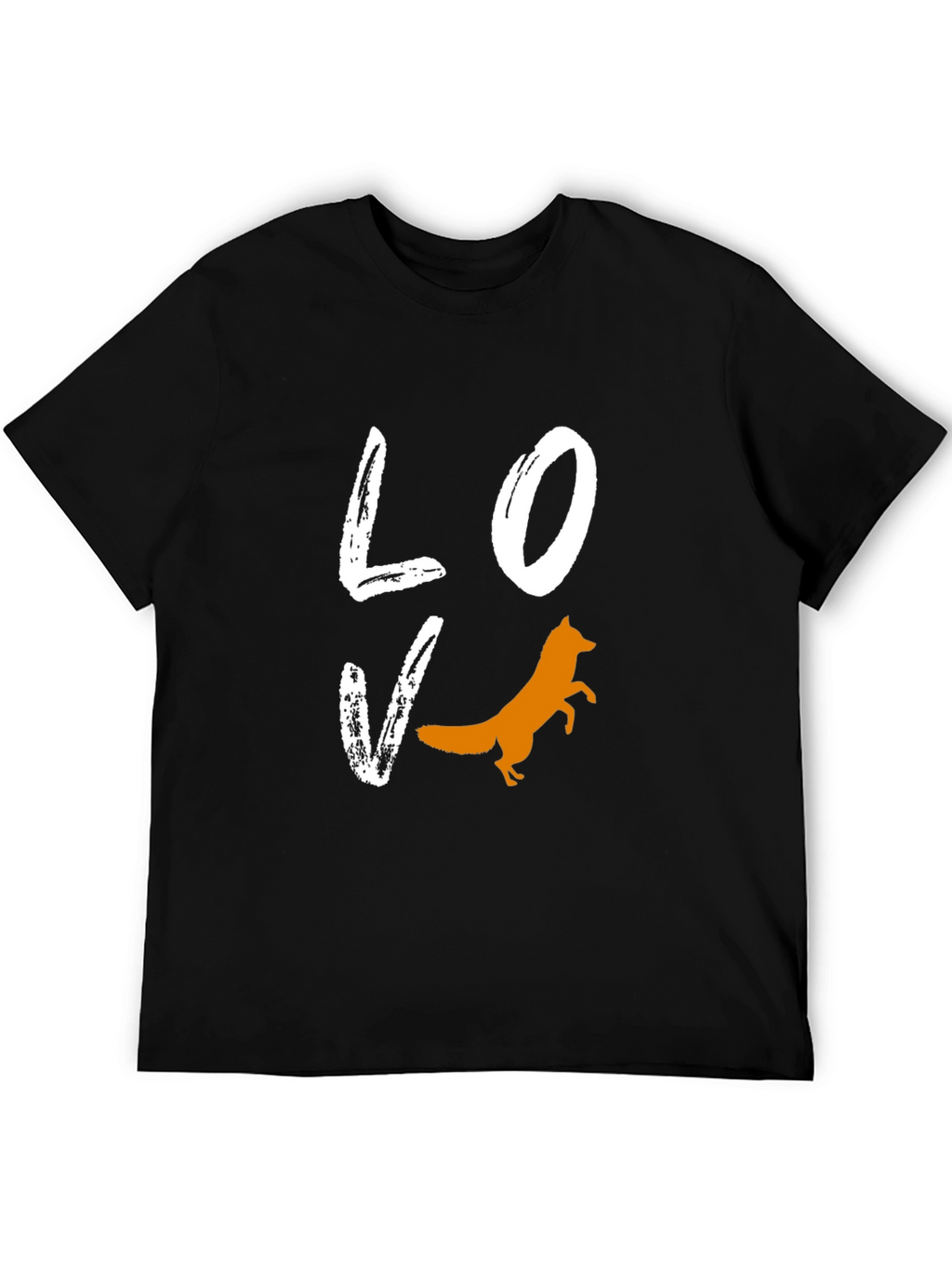 Love Fox Graphic Tee - Black Cotton Blend T-Shirt