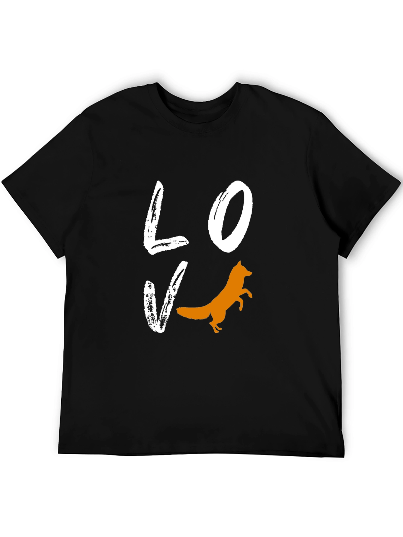 Love Fox Graphic Tee - Black Cotton Blend T-Shirt