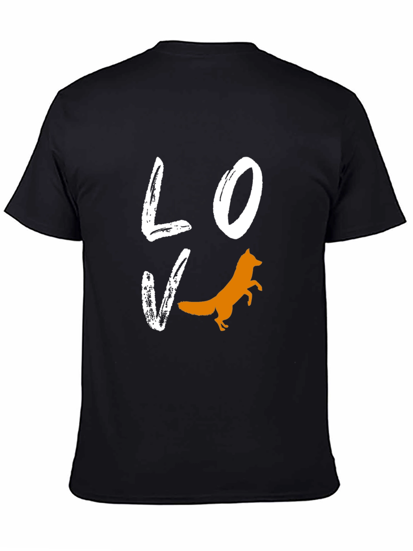 Love Fox Graphic Tee - Black Cotton Blend T-Shirt